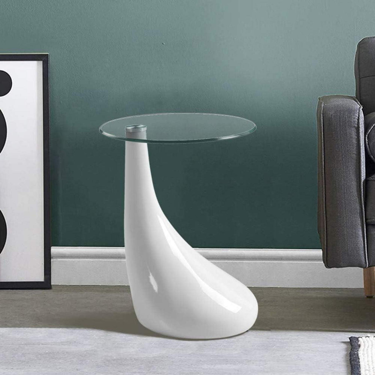 Runder Glas Beistelltisch Hochglanz Moderner Couchtisch