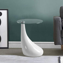 Runder Glas Beistelltisch Hochglanz Moderner Couchtisch