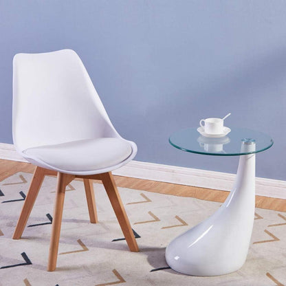 Runder Glas Beistelltisch Hochglanz Moderner Couchtisch