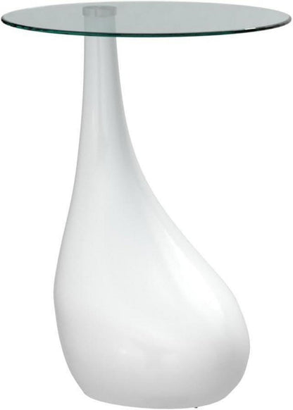GOLDFAN Runder Glas Couchtisch Hochglanz Weiß 42x42x55cm
