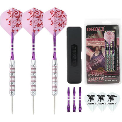 CUESOUL Pink Ladies Steel Tip Darts 21g with Slim Case