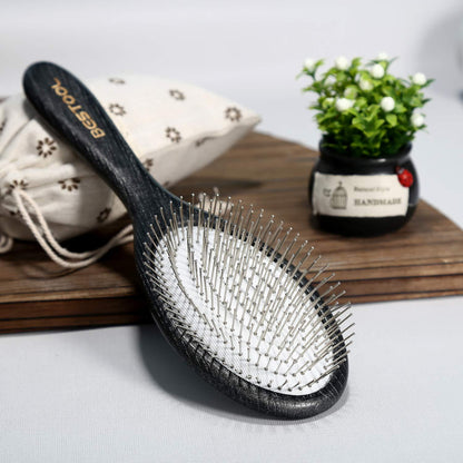 Antistatische Paddle Detangler Haarbürste mit Metallborsten