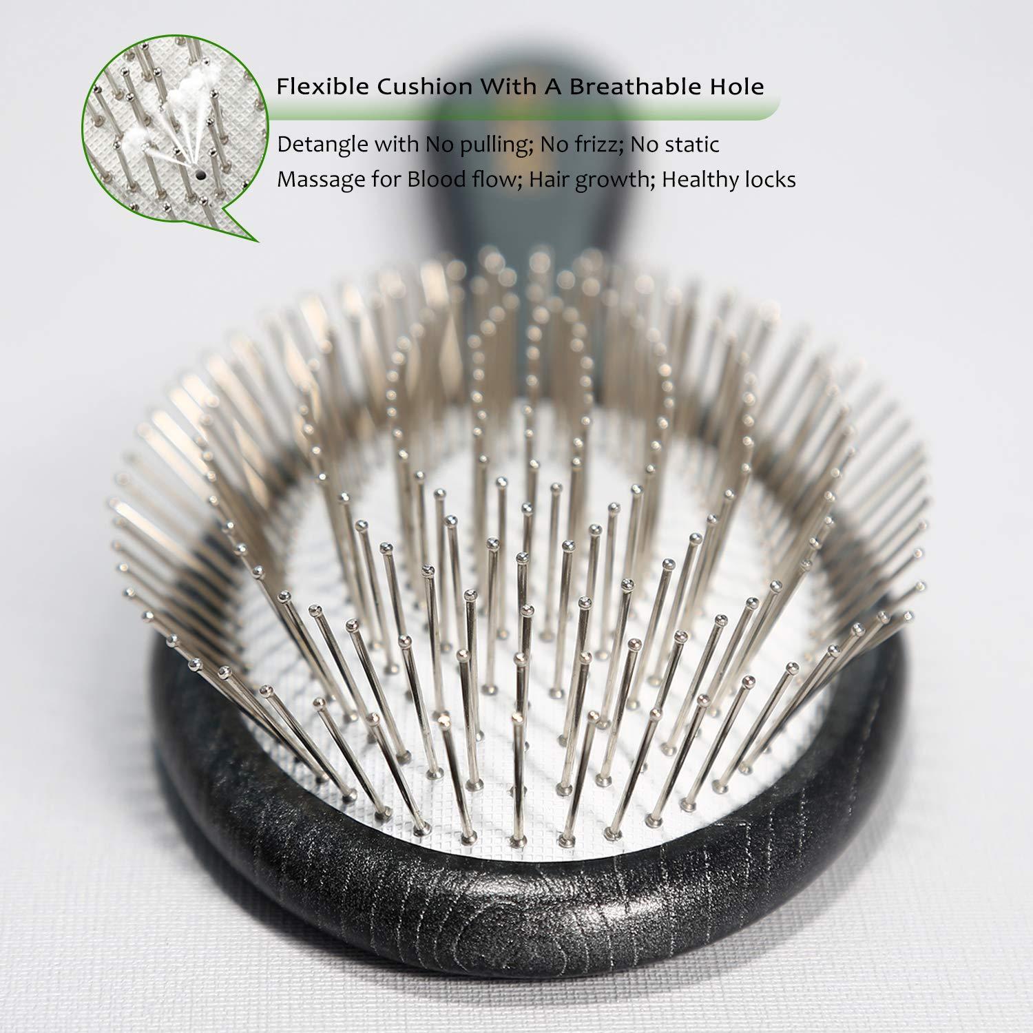 Antistatische Paddle Detangler Haarbürste mit Metallborsten