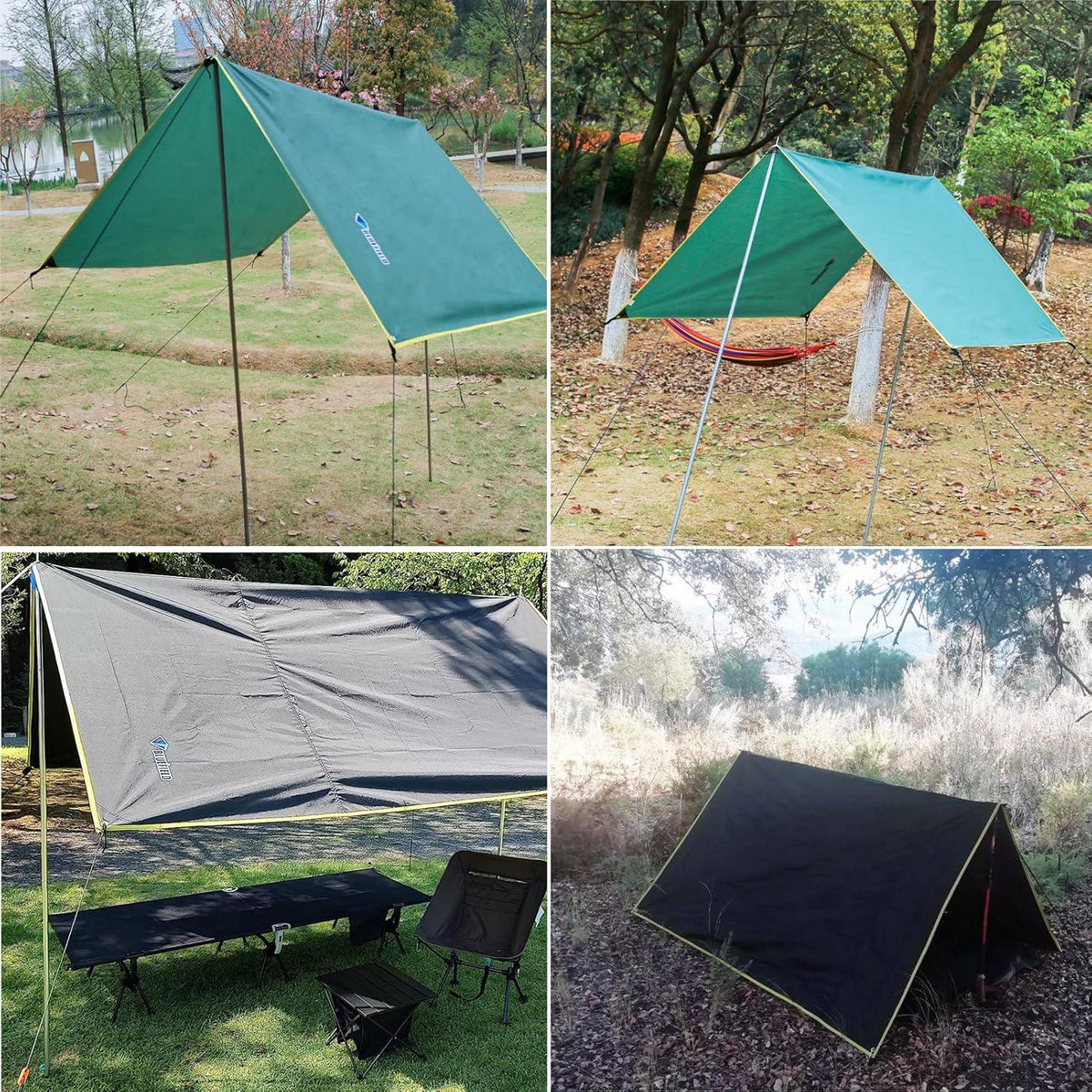 Wasserdichte Zeltplane Tarp Hängematte Camping Picknickdecke Schwarz