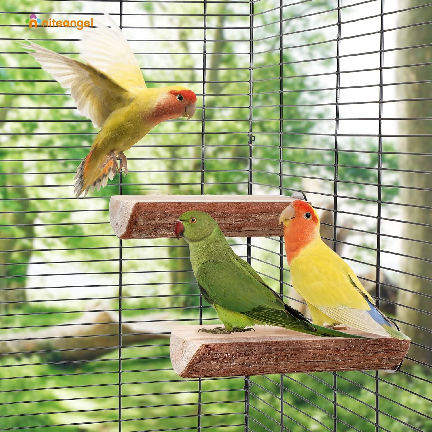 Niteangel Papageienkäfig Sitzstange Holz Plattform Vögel 2er-Packung