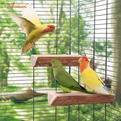 Niteangel Papageienkäfig Sitzstange Holz Plattform Vögel 2er-Packung