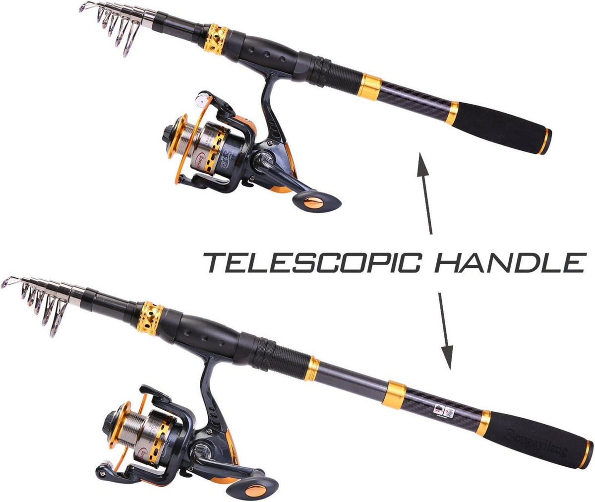 Teleskop Angelrute mit Spinnrolle für Salz und Süßwasser 2,1M