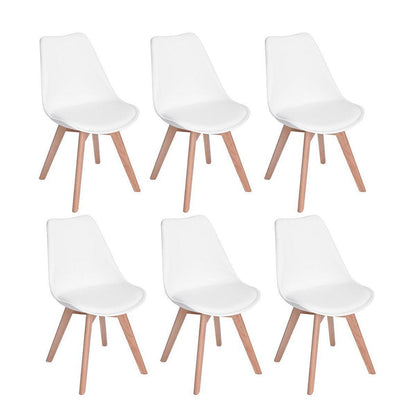 6x Esszimmerstuhl Retro Design, Buche Bein in Lederoptik