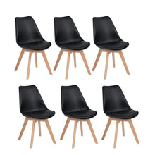 6x Esszimmerstuhl Retro Design, Buche Bein & PU-Leder