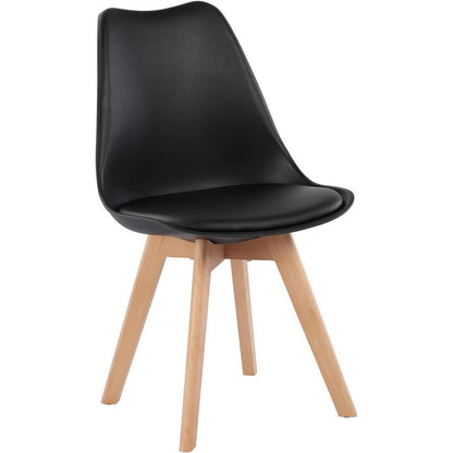 6x Esszimmerstuhl Retro Design, Buche Bein & PU-Leder