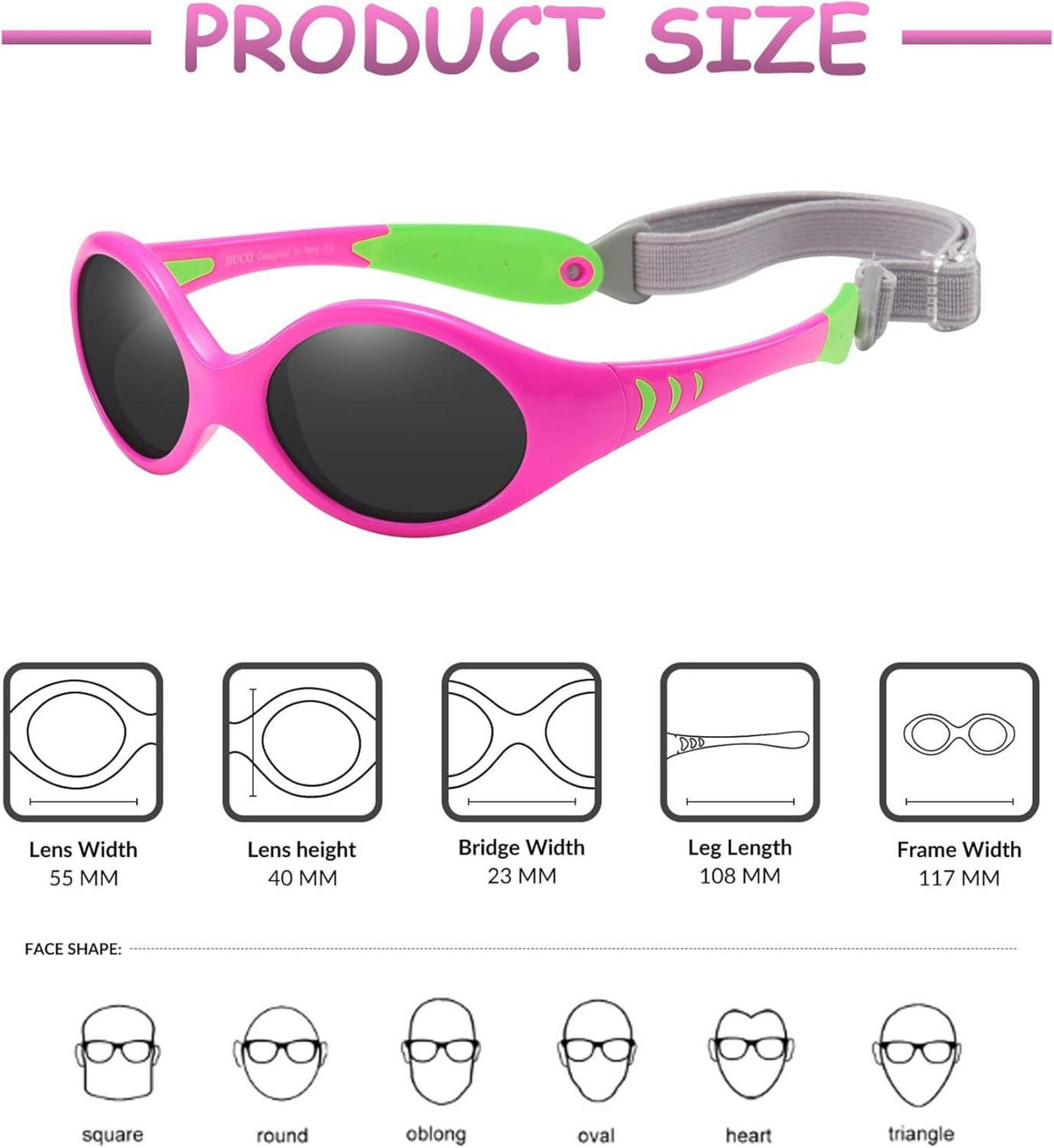 DUCO Polarisierte Kinder Sonnenbrille UV400 Schutz Blau Rot