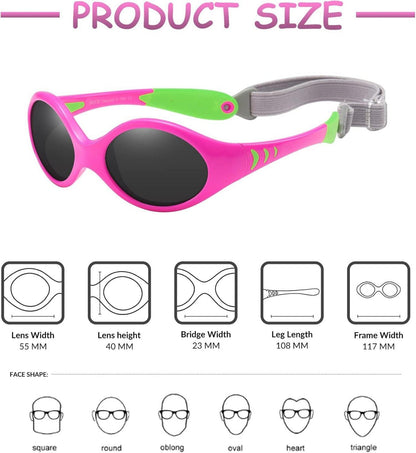 DUCO Polarisierte Kinder Sonnenbrille UV400 Schutz Blau Rot