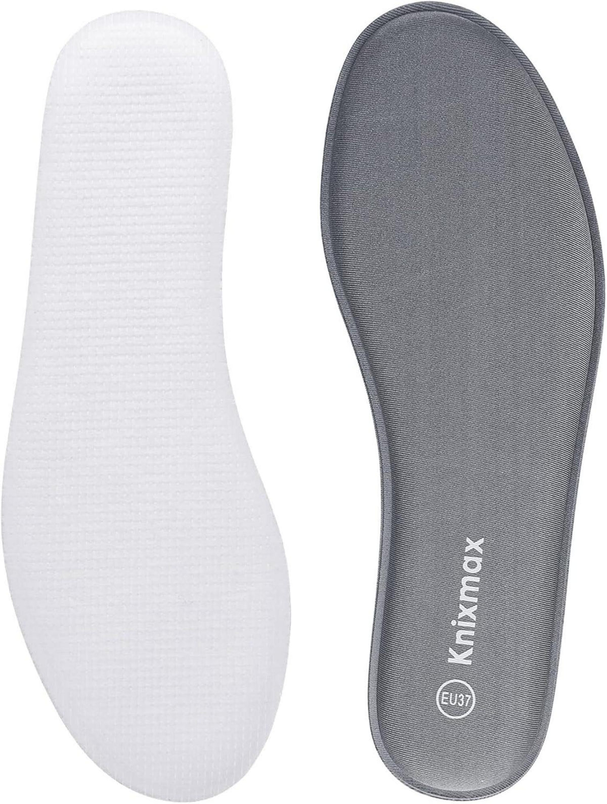 Knixmax Memory Schaum Einlegesohlen - Herren Damen - Sport Freizeit Beruf - Sneaker Winterschuhe - Memory Schaum Grau 40