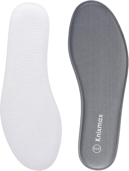 Knixmax Memory Schaum Einlegesohlen - Herren Damen - Sport Freizeit Beruf - Sneaker Winterschuhe - Memory Schaum Grau 40