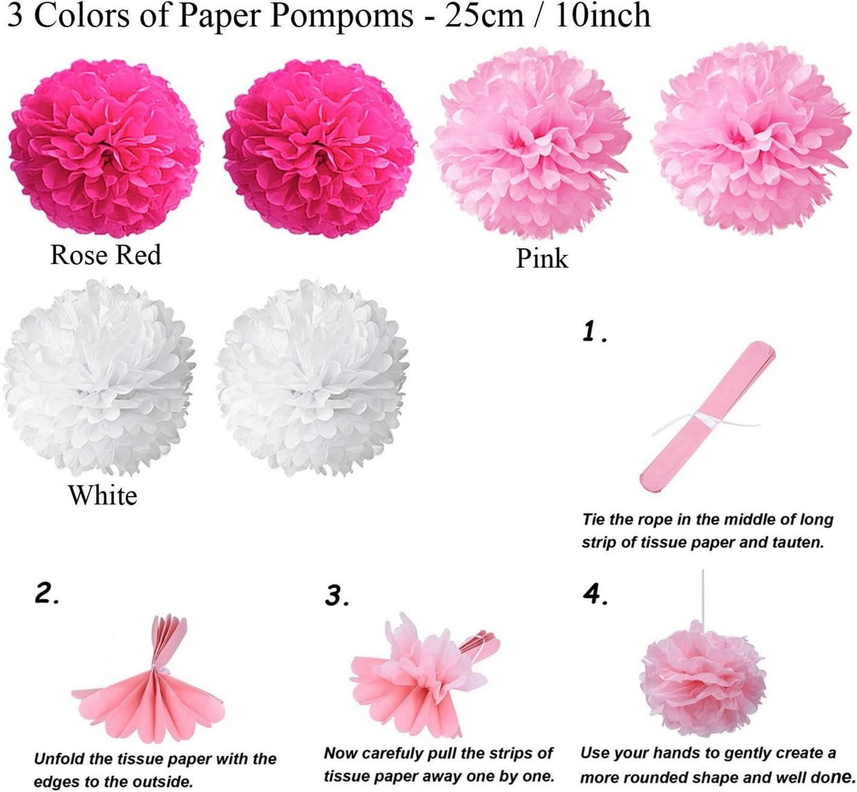 Geburtstagsdeko Set Rosa Pompoms Pom Poms Luftballon Spiral