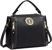 Schwarze PU Leder Damen Handtasche Schultertasche mit Top Griff