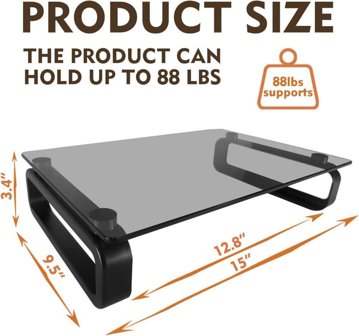 Monitor Ständer Glas Laptop TV Bildschirm Halterung Schwarz 40kg Tragkraft