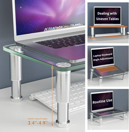 Monitorerhöhung aus gehärtetem Glas, höhenverstellbar, für