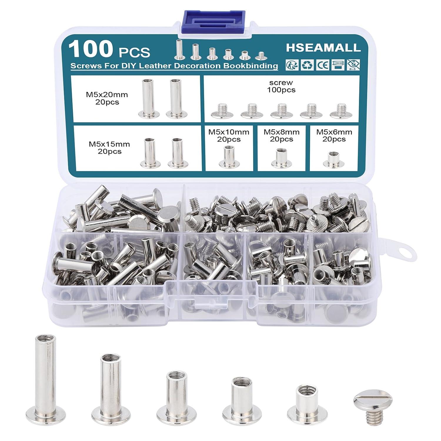100er Set Binding Schrauben Leder Dekoration DIY Handwerk