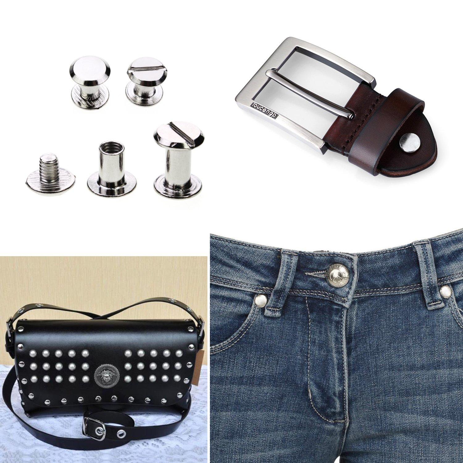 100 Sets Binding Schrauben Verschluss Leder Reparatur 5 Größen Nagel Rivet