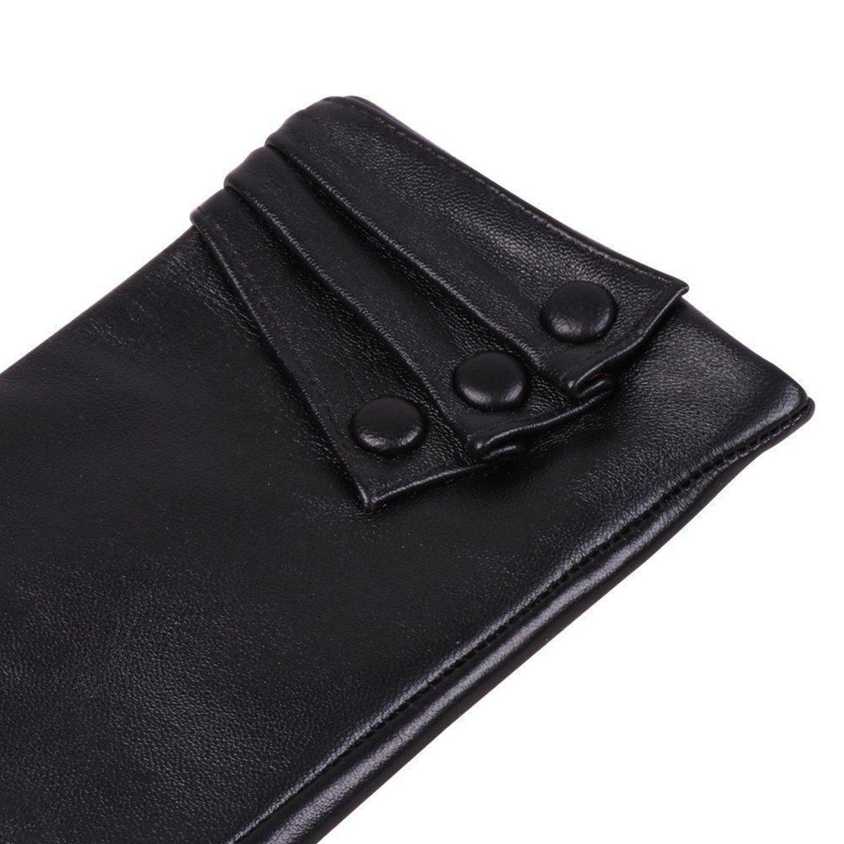 Damen Lederhandschuhe Touchscreen Lammfell warm Winter Schwarz