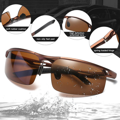 Herren Polarisierte Sportbrille Ultraleicht Al-Mg Metallrahmen