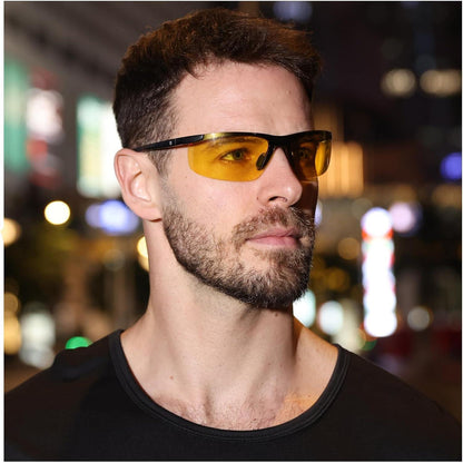 DUCO Herren polarisierte Nachtsicht Sportbrille gelbe Gläser