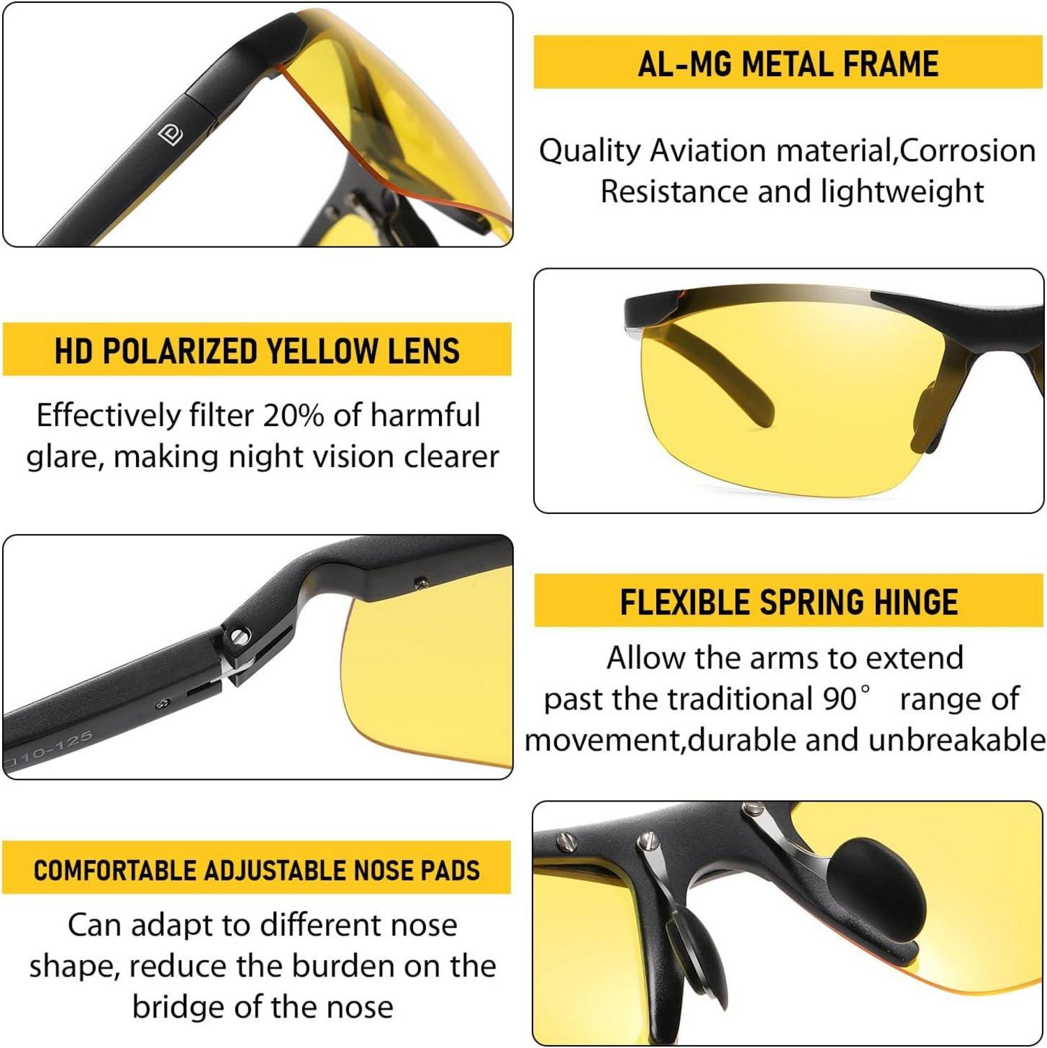 Polarisierte Nachtsichtbrille gelbe Gläser UV400 Sport 6806