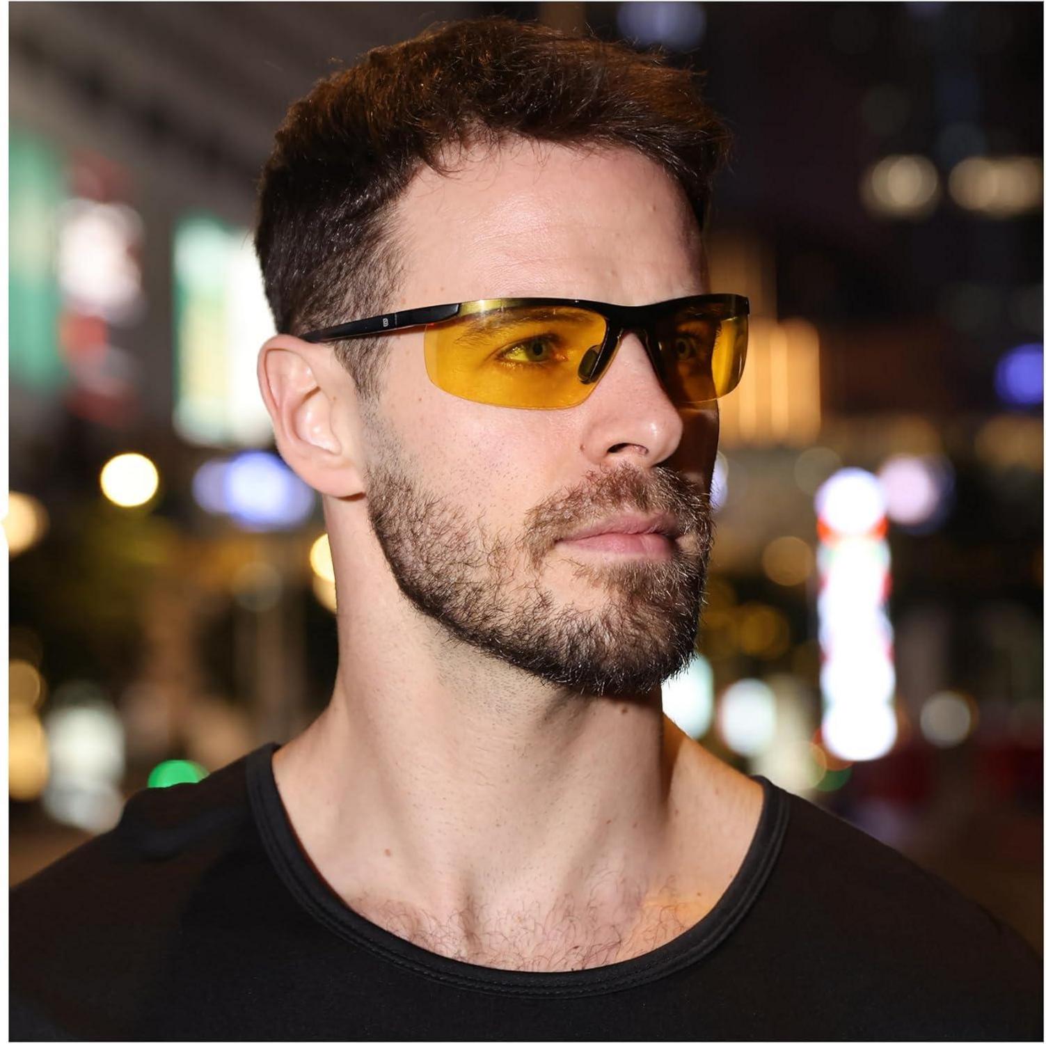 Nachtsichtbrille polarisierte Sportbrille gelbe Gläser 6806 Schwarz