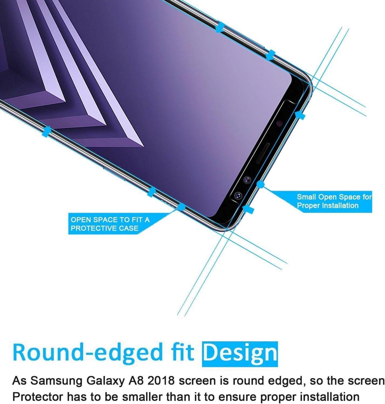 Panzer Schutz Glas Samsung Galaxy A8 2018 2 Stück 9H Härte