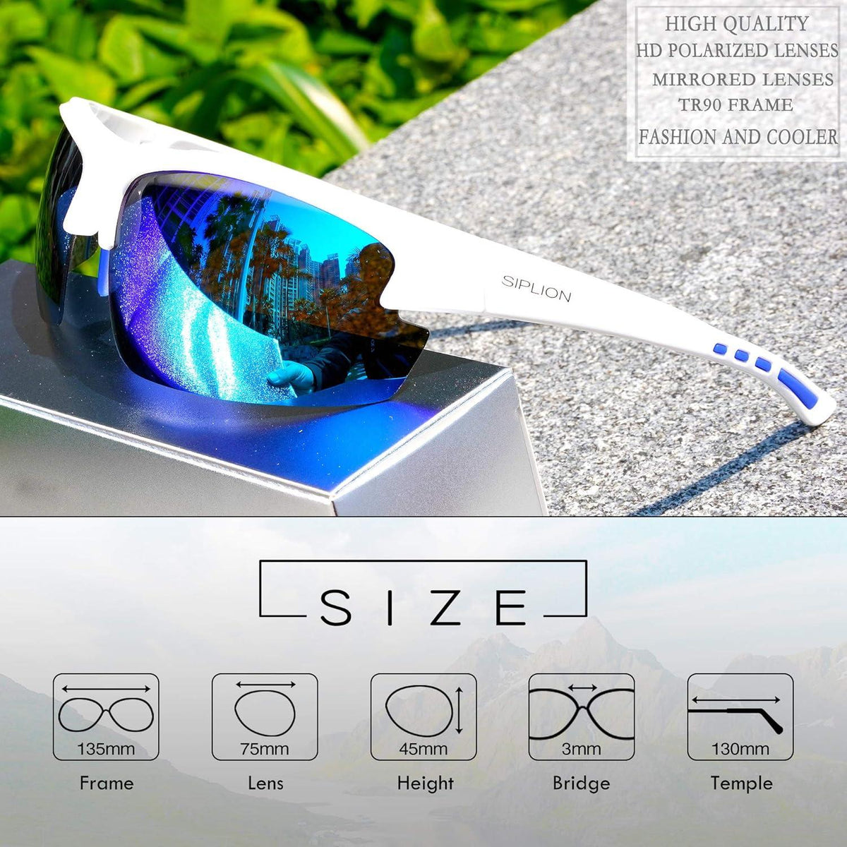 Polarisierte UV400-Sonnenbrille mit TR90-Rahmen für Herren