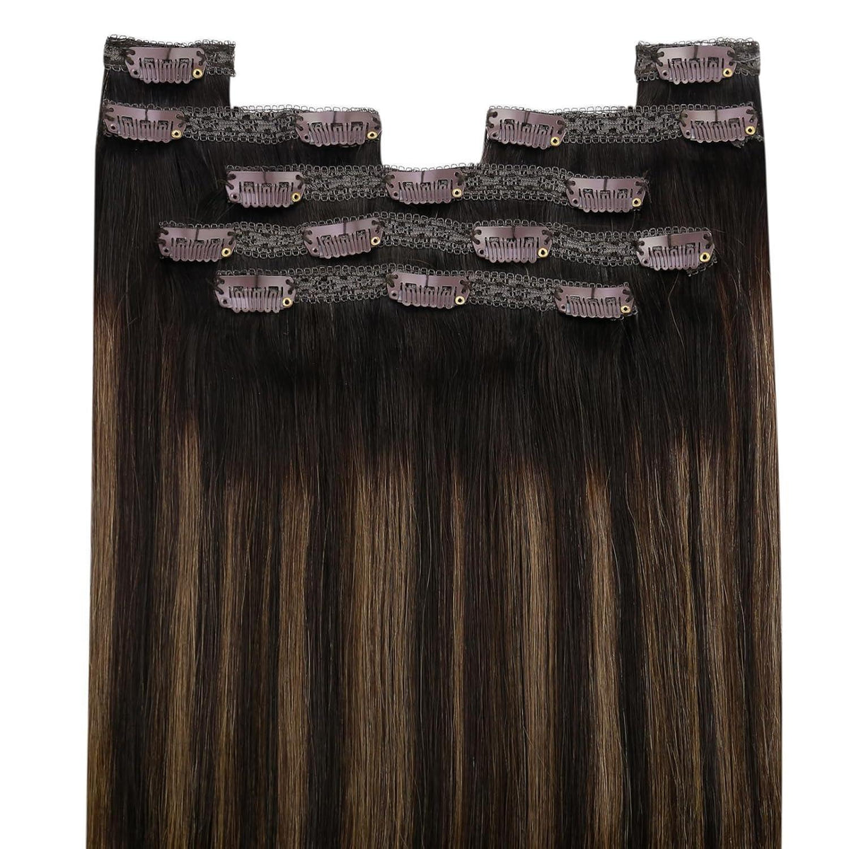 Clip-in Echthaar Extensions Ombre Braun 45cm – Remy Haare