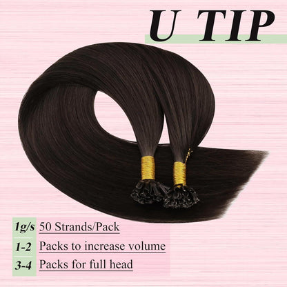 Echthaar Bondings Dunkelbraun 50cm – Keratin U-Tip Extensions