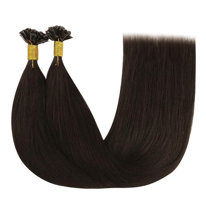 Echthaar Bondings Dunkelbraun 50cm – Keratin U-Tip Extensions