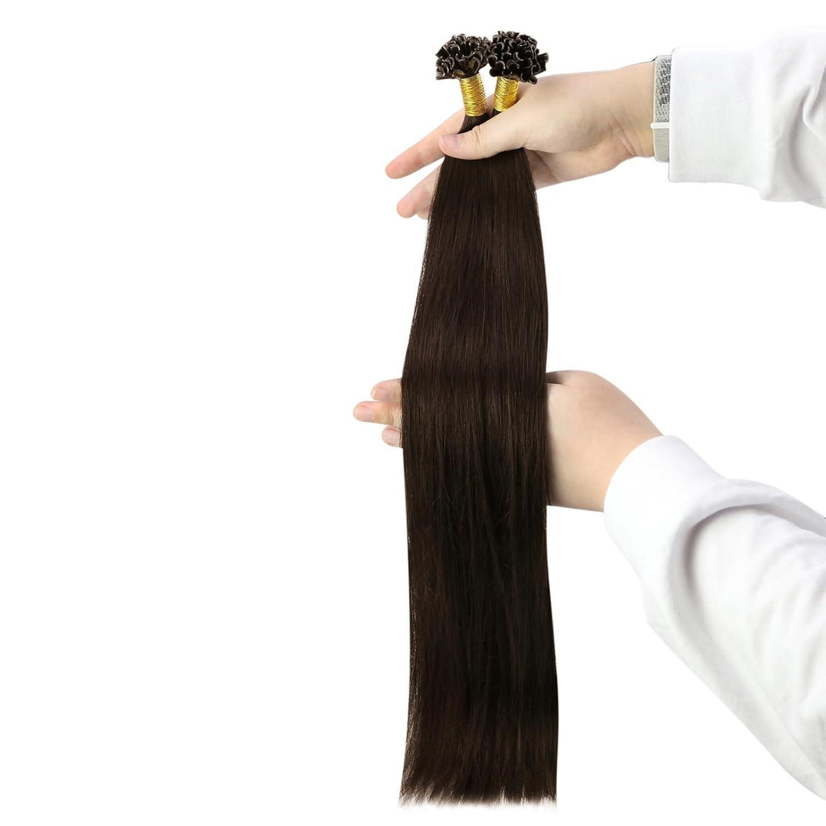 Echthaar Bondings Dunkelbraun 50cm – Keratin U-Tip Extensions