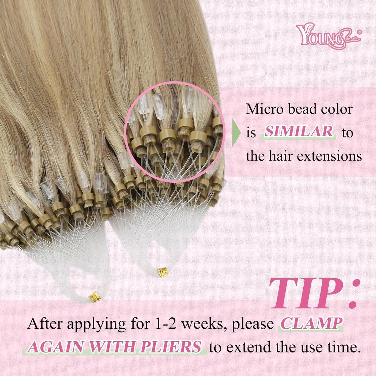 Microring Haarextensions Blond Highlights 50cm Echthaar