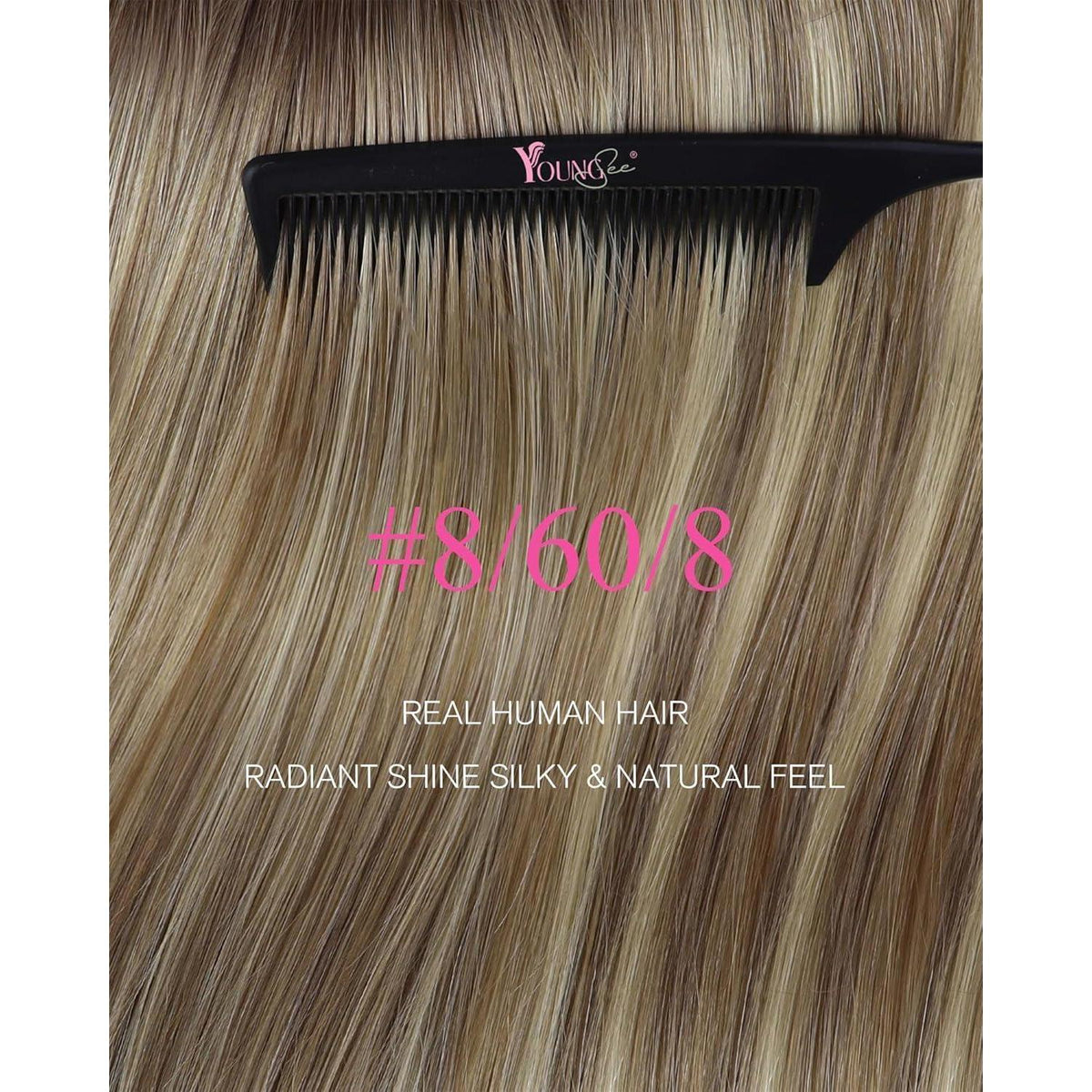 Echthaar Tape-in Extensions Hellbraun Ombre Blond 40cm