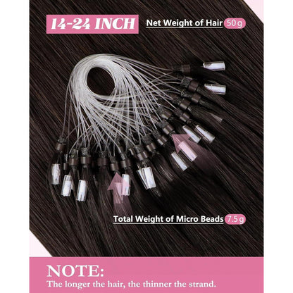 Echthaar Microring Extensions Dunkelbraun 45cm