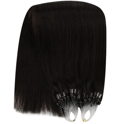 Echthaar Microring Extensions Dunkelbraun 45cm