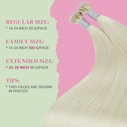 Echthaar Nanoring Extensions Blond 50cm – Volumen & Länge