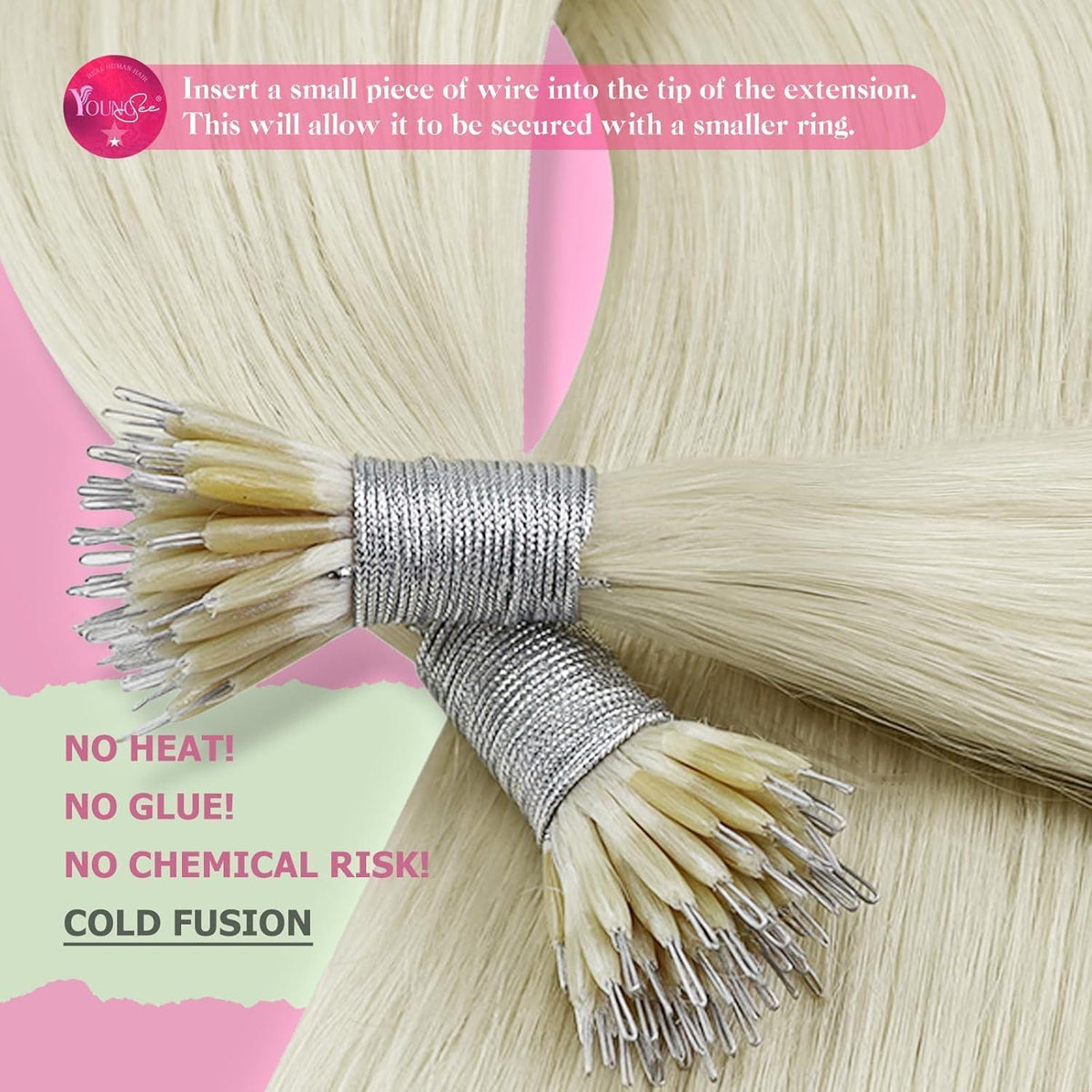 Echthaar Nanoring Extensions Blond 50cm – Volumen & Länge