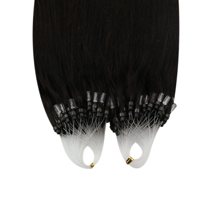 Echthaar Haarverlängerung Braun 55cm – Micro Ring Extensions