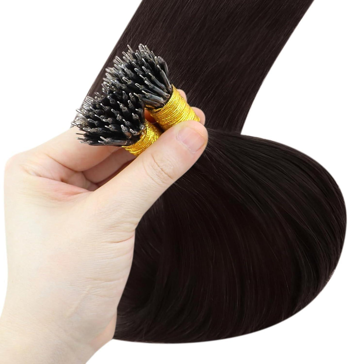Echthaar Nanoring Extensions Braun 55cm – 50g