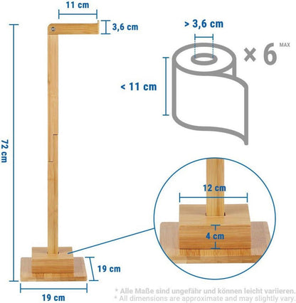 Bambus Toilettenpapierhalter ohne Bohren 72cm Stand WC