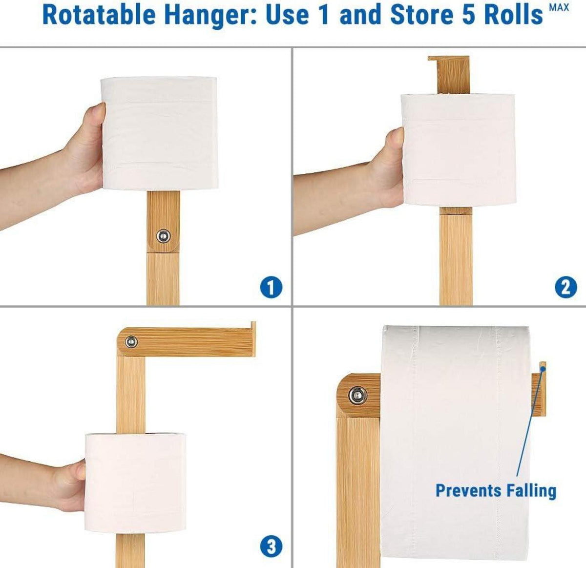 Bambus Stand Toilettenpapierhalter ohne Bohren Ersatzrollenhalter 72cm
