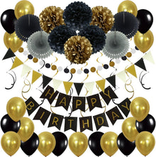 Geburtstagsdeko-Set mit Wimpelkette, Papier Fans, Pompoms, Girlanden
