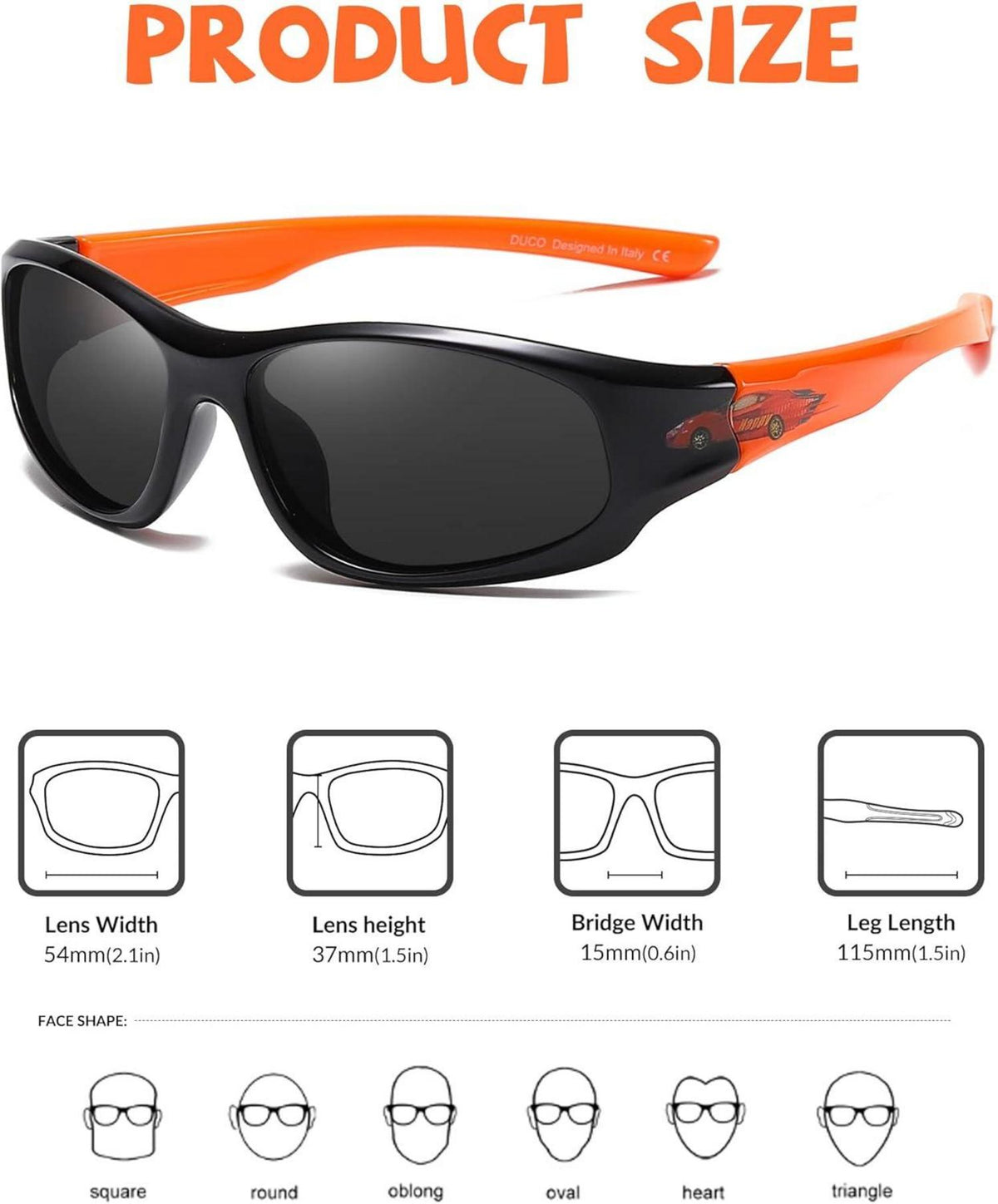 DUCO Kinder Sport Polarisierte Sonnenbrille Flexibler Rahmen