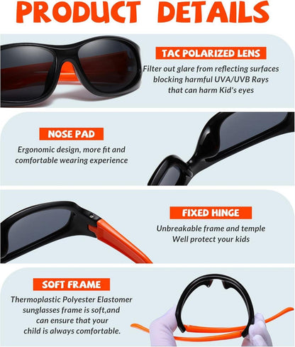 Kinder Polarisierte Sport Sonnenbrille Flexibler Rahmen UV400 Schutz