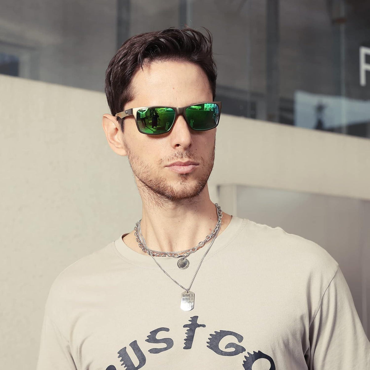 Polarisierte Herren Sonnenbrille Rechteckiger Metallrahmen