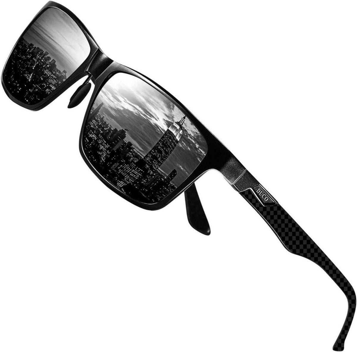 Polarisierte Herren Sonnenbrille Rechteckig Metallrahmen Kohlefaser
